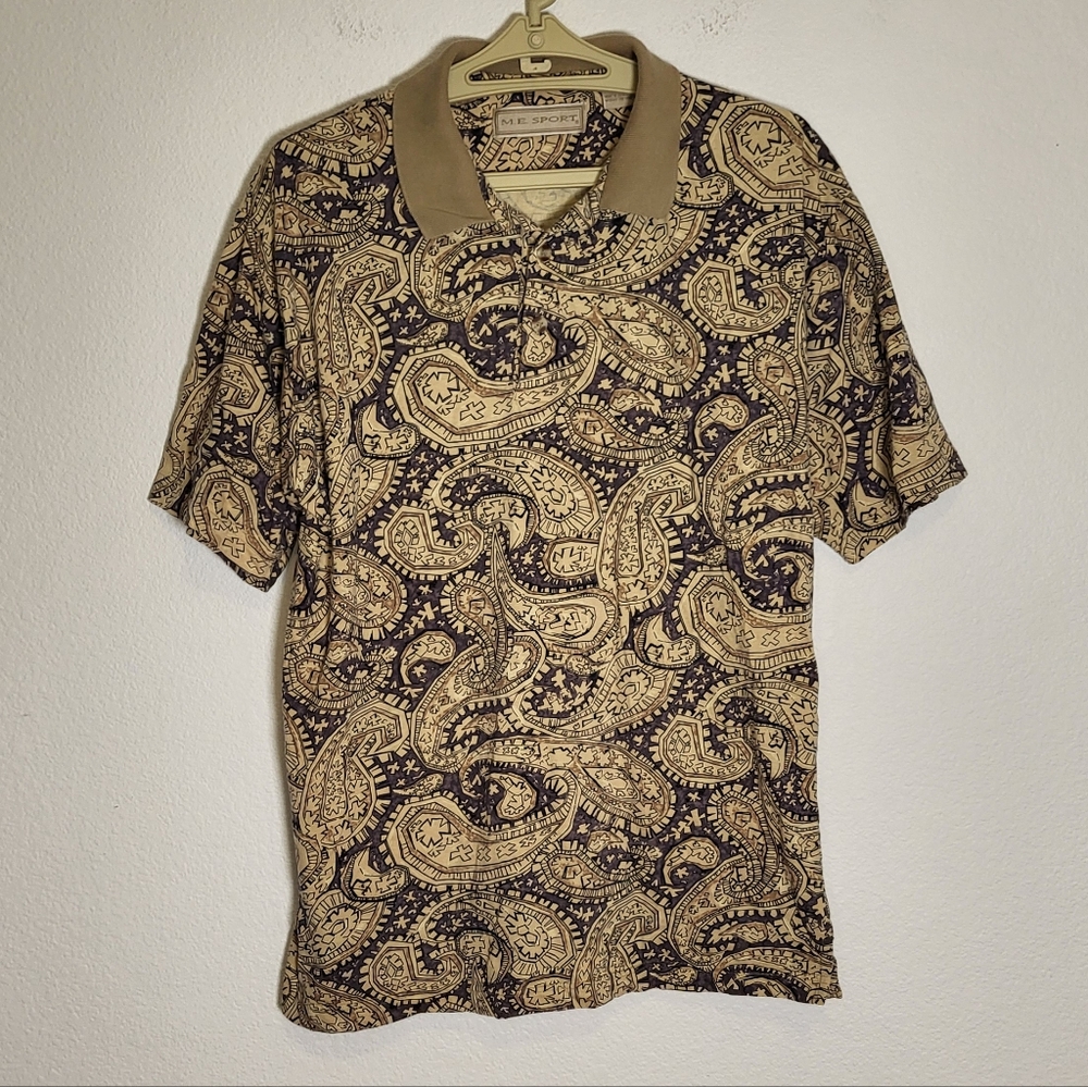 M.E. Sport Vintage Paisley Polo Shirt size Large